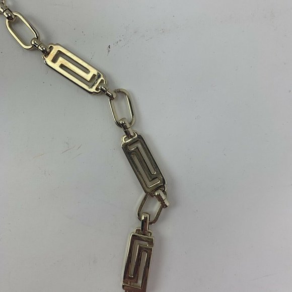 Gold Tone Chain Link Belt Open Work Rectangular - Picture 3 of 8